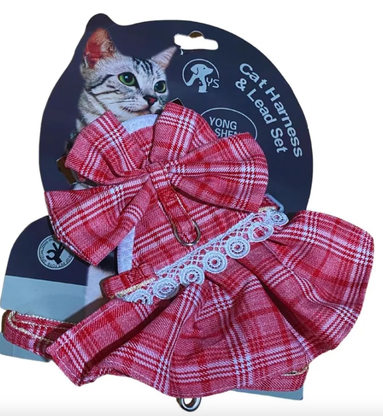 Extendable Harness with Dress for Cats Leash